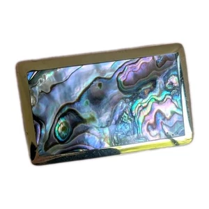 Vintage Abalone Shell Inlay Brass Belt Buckle GORGEOUS Unbranded 2x1.25" Unisex - Picture 1 of 8