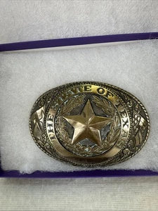 Vintage Tony Lama The State Of Texas massive Messing Gürtelschnalle State Serie Sammlung - Bild 1 von 5