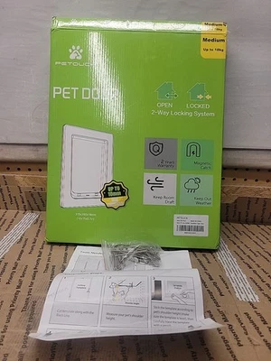 Petouch White Plastic Durable Frame Doggy Pet Dog Door 8.5"x11" Size Medium - Image 1 of 4