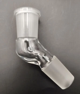 B Quality 18/19mm 45 Degree Angle Glass Ground Joint Attachment Adapter Elbow - Image 1 of 2