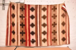 Tappeto ATQ Navajo nativi americani indiani vintage a righe coperta 60x40 tessitura - Foto 1 di 10