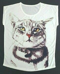 Tops Camiseta Con Estampado De Gato Note Cat Para Mujer Cami 