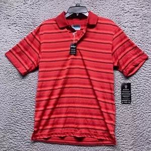 PGA Shirt Mens Small Red Airflux Polo Short Sleeve Wicking Stripe Golf - Picture 1 of 10