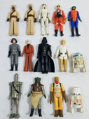 Star Wars Action Figure Lot of 14 Vader Luke Skywalker R2-D2 Obi Wan Hong Kong - Image 1 of 4