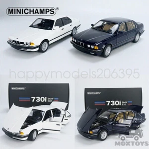 1:18 MINICHAMPS BMW 730i (E32) 1986 Full Open Blue /White Diecast Model Car New - Picture 1 of 15