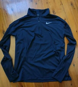 Nike Shirt Mens Small Black Swoosh Drifit 1/4 Zip Running Jacket Top EUC - Picture 1 of 4
