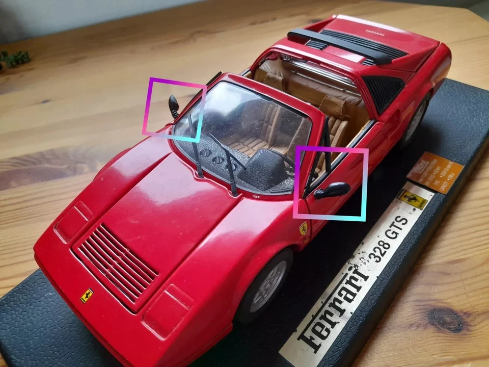Espejos retrovisores de repuesto escala 1:18 328 o 308 modelo Mondial Ferrari coches repuestos Foto 1 de 3