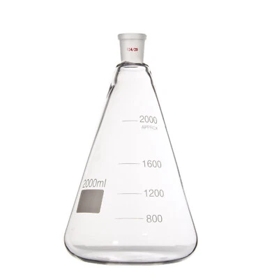 2000ml,24/29,Glass Erlenmeyer Flask,2L,Chemistry  Conical Bottle,Lab Glassware - Image 1 of 4