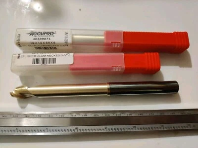Accupro 硬质合金端铣 1/2 x 5/8 LOC x 6 英寸超长,缓解 0.120R 涂层  — 第 1/3 张图片