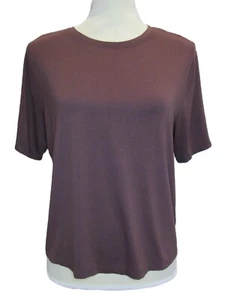 NUUDS T-Shirt Womens M Coffee Brown Short Sleeve Lounge Crew Neck Tee Casual - Picture 1 of 9