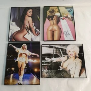 Lot 4 Riley Reid Dolly Parton Eilish Mila Kunis Framed Autograph Photo Reprint - Picture 1 of 14
