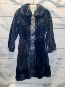 Vintage Evans Pelz & Leder langer Mantel Schnalle vorne - Bild 1 von 22