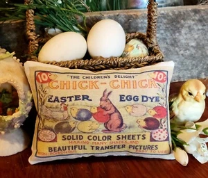 Primitive Farmhouse Easter Chick Egg Dye Tuck Pillow Peg/Door Hanger - Picture 1 of 1