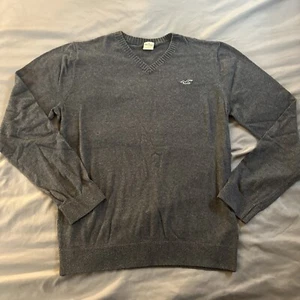 Suéter Hollister XL gris cuello en V para hombre - Imagen 1 de 7