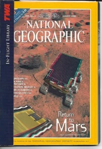 TWA IN FLIGHT LIBRARY MAGAZIN AUGUST 1998 NATIONAL GEOGRAPHIC (RÜCKKEHR ZUM MARS) - Bild 1 von 2