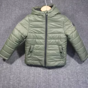 Michael Kors Puffer Jacket Kids 4 Hooded Sherpa Lined Army Green Pockets Coat - Picture 1 of 9