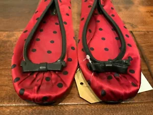 Dolce & Gabbana Red & Black Polka Dot Ballet Flats W/ Bows, Size 7 (US) 37 (IT) - Picture 1 of 8