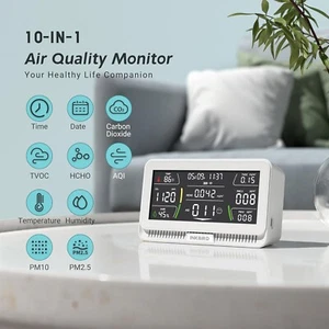 INKBIRD Air Quality Monitor Indoor Co2 Detector Portable 10-in-1 PM2.5 HCHO AQI - Picture 1 of 8