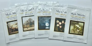 Lot Of 5 Mystic Stitch Inc. Cross Stitch Patterns Moon Shadow, Tulips, Trees, ++ - Picture 1 of 6