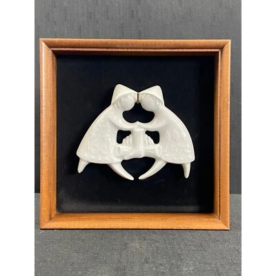 De colección 1979 Haviland Francia Porcelana Ángel Pareja Arte de Pared Enmarcado Caja de Sombra C Foto 1 de 4