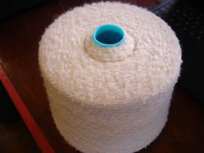 4wc Mohair/Wool/Nylon Loop,  Undyed. Can be brushed. Big 1kg+ cone. - Image 1 of 3