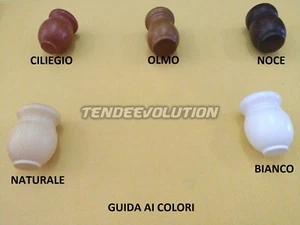 TERMINALE IN LEGNO PER TENDA BASTONE VARI MODELLI E COLORI MM35 - Bild 1 von 2