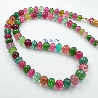 7.6mm-12.2mm Large Tourmaline Smooth Rondelle Bead 18.8" Strand - Image 1 of 4