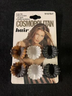 COSMO 6-Pack Fashion Hair Clips Flower Vintage 1999. NOS. Frosted #91078-T - Image 1 of 4