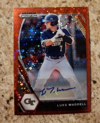 /99 Luke Waddell 2021 Panini Prizm RED DISCO PRIZM AUTO Rc Atlanta Braves Rookie - Image 1 of 2