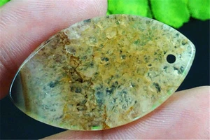 T57393 35x20x3mm Yellow/white Druzy Geode Agate Marquise Pendant Bead - Picture 1 of 2