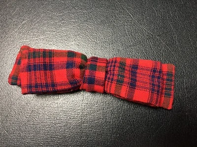 Винтажный галстук-бабочка с зажимом красный сине-зеленый клетчатый - Изображение 1 из 4