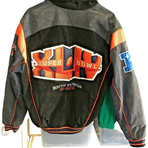 G-III 2010 NFL Super Bowl XLIV Miami Heavy Suede Leather Jacket Sz M - Picture 1 of 12
