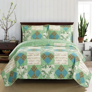 Oversized Davina Coverlet set Luxury 100% Microfiber Printed Quilt Bedding - Picture 1 of 2