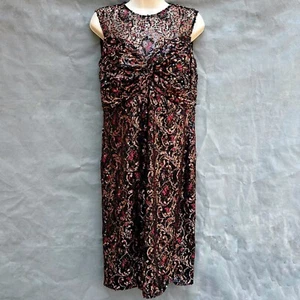 Mini abito formale David Meister taglia 10 nero rosso paillettes festa senza maniche twist - Foto 1 di 9