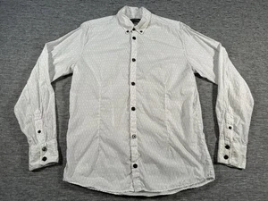Diesel Black Gold Shirt Mens Large White Long Sleeve Black Geometric Pattern - Picture 1 of 11