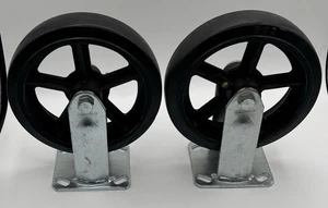 Global Industrial™ Schwerlast starre Plattenrolle 8" Form-auf Gummiräder 2 Stck. - Bild 1 von 3