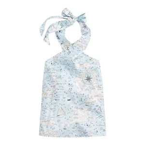 J. Crew Neckholder Top Ratti Kompass Print Gr. XL blau maritim Schiffe Karte altes Geld - Bild 1 von 9