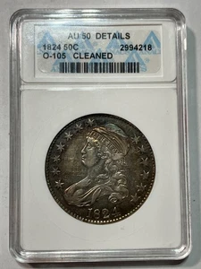 1824 Capped Bust Half Dollar ANACS AU50 DETAILS gereinigt Mega Toner! - Bild 1 von 3