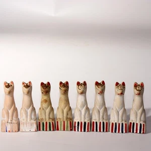 Japanische Ton Puppe Fuchs Inari 8 Stück Ornament Imado Ware Kitsune Shinto - Bild 1 von 24