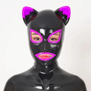 FETURAX Silikon Lust Katze Latex-Stil Kapuze für Fetisch Cosplay Halloween Kostüm - Bild 1 von 19