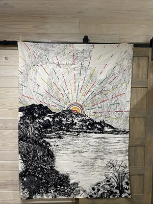 Tapiz sol ardiente Urban Outfitters adorno chenilla aprox. 53x 72 Foto 1 de 4