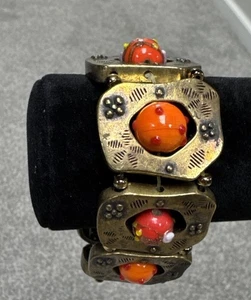 Splendidi pannelli vintage modernisti tono bronzo con bracciale in vetro artistico martellato - Foto 1 di 14