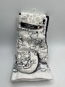 NWT DISNEY MICKEY MOUSE SKETCHBOOK OVEN MITT KITCHEN TOWELS (3) PIECES TOTAL - Picture 1 of 4