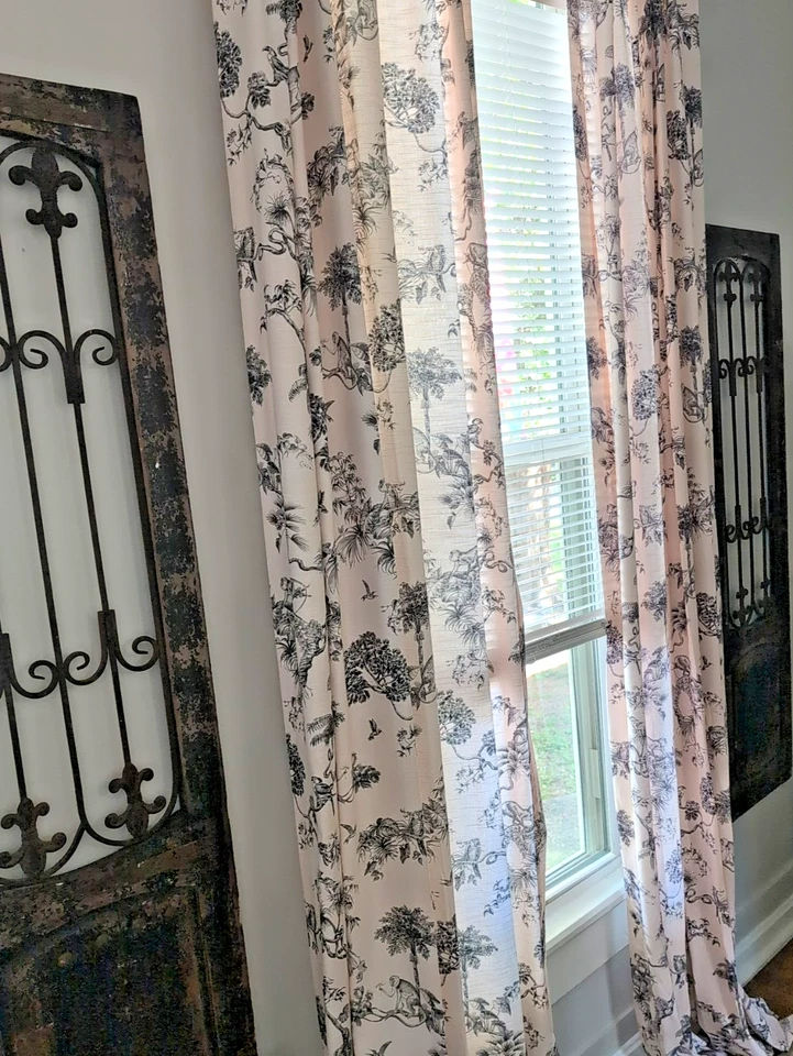 Maison d' Hermine Cortinas 100% Algodón 108" Toile Blush Bonobo 2 Paneles $110 Foto 1 de 4