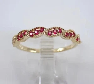 2.0 Ct Round Simulated Ruby Engagement Half Eternity Ring 14k Yellow Gold Plated - Picture 1 of 11