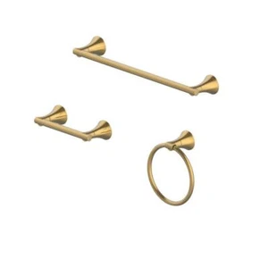 Glacier Bay Bathroom Hardware Set 3-Pcs Metal Construction Matte Gold Finish - Picture 1 of 6