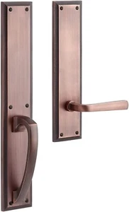 Juego de palancas de puerta ficticias para diestros Signature Hardware Aurick - bronce frotado con aceite - Imagen 1 de 1