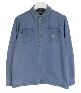 Lyle & Scott archive Camiseta Hombre Grande Denim Snap Botones Logo Azul - Imagen 1 de 11