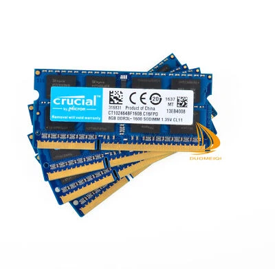 Crucial 4x 8GB 2Rx8 PC3L-12800S DDR3-1600Mhz SODIMM 204Pin Laptop Memory RAM @^% - Image 1 of 4