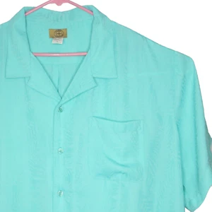 Camisa Haband Traveler para Hombre 3X 60" Verde Azulado Aloha Hawaiano Floral SS Bolsillo - Imagen 1 de 6